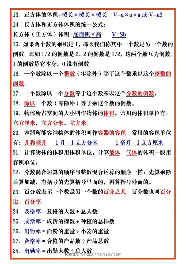 图片[2]-五年级数学下册必考重点公式（开学必背通用）-智源优学网