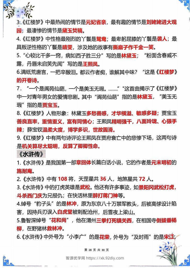 图片[2]-【四大名著】五年级下册语文四大名著常考知识点-智源优学网