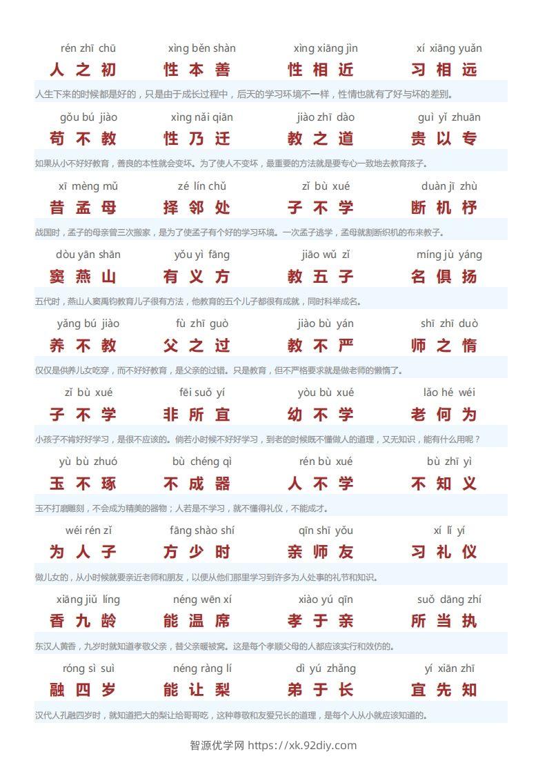 三字经翻译版-智源优学网