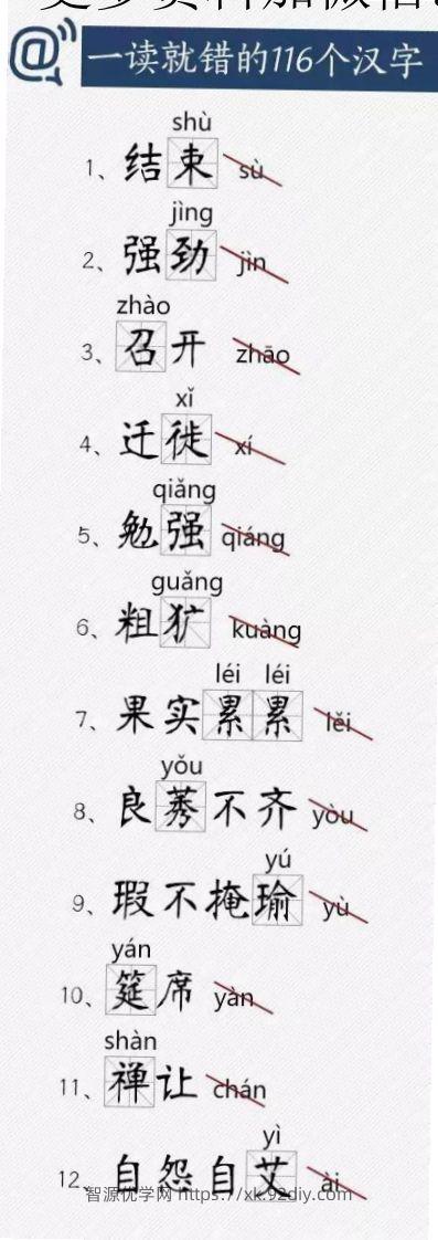 人教版总结小学常读错的字-智源优学网