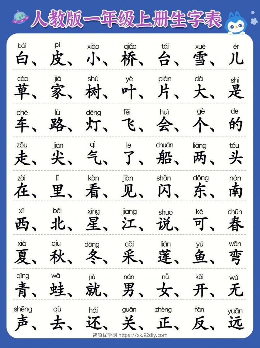图片[2]-一年级上册必认300字-智源优学网