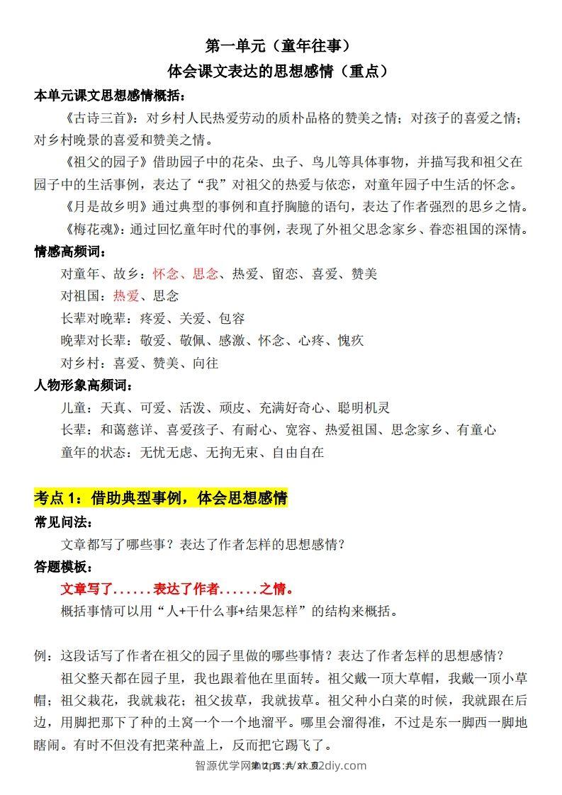 图片[2]-五下语文阅读理解与答题模板(37页)-智源优学网