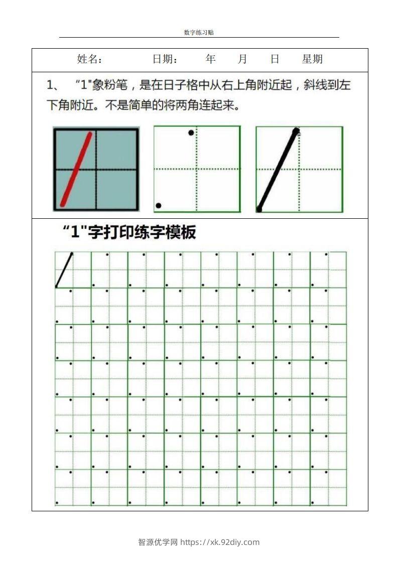 【数学】小学0-9数字书写规范字贴-智源优学网