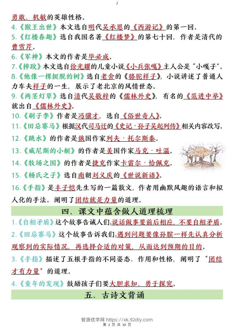 图片[2]-五年级下册语文寒假预习全册必背知识点(1)-智源优学网