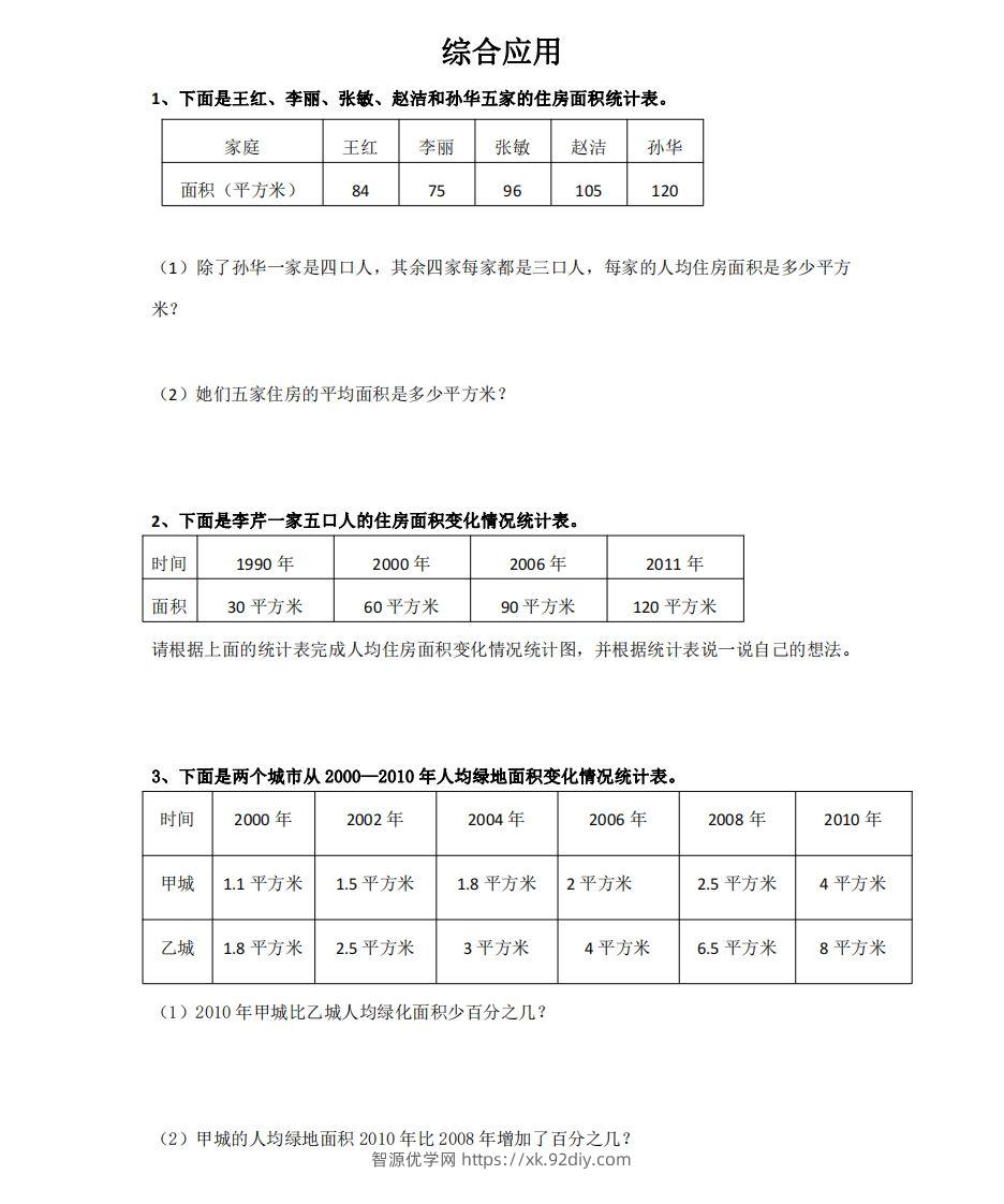 综合应用含答案4页（六）下数学总复习专题.通用版-智源优学网