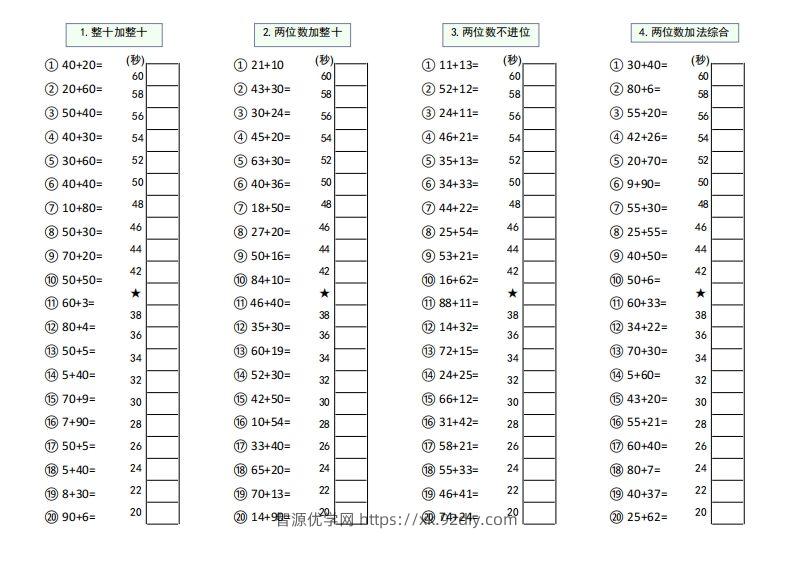 【数学】难度5：100以内大数计算闯关-智源优学网