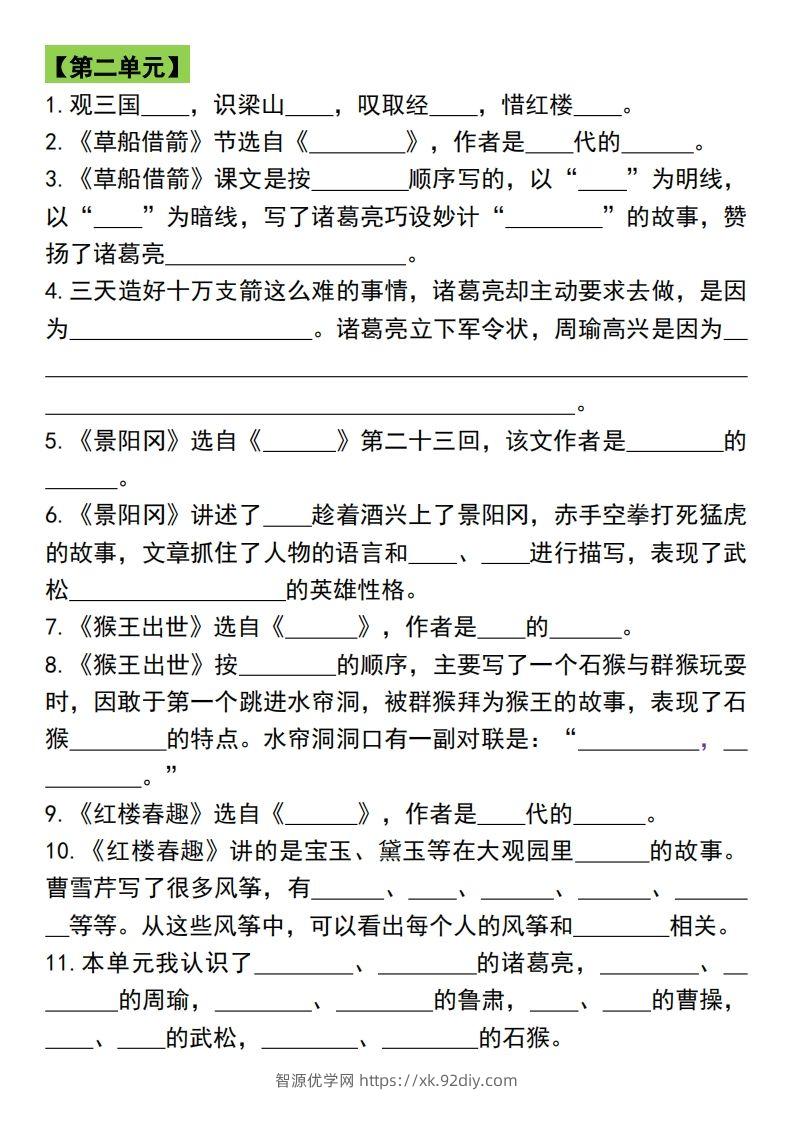图片[2]-五年级语文下册各单元知识点归纳总复习-智源优学网