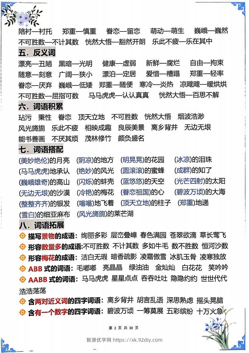 图片[2]-【知识点】五下语文1-8单元学霸重点知识梳理30页-智源优学网