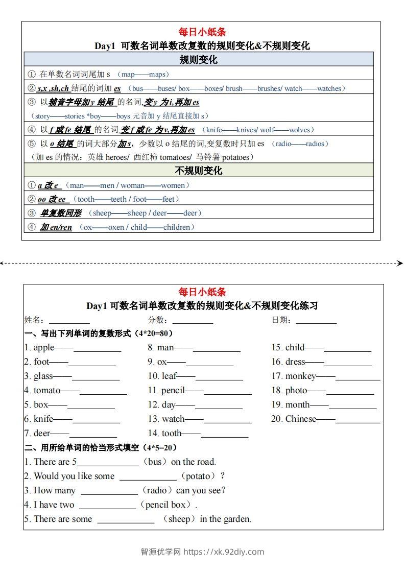 合并版小学语法每日小纸条-智源优学网