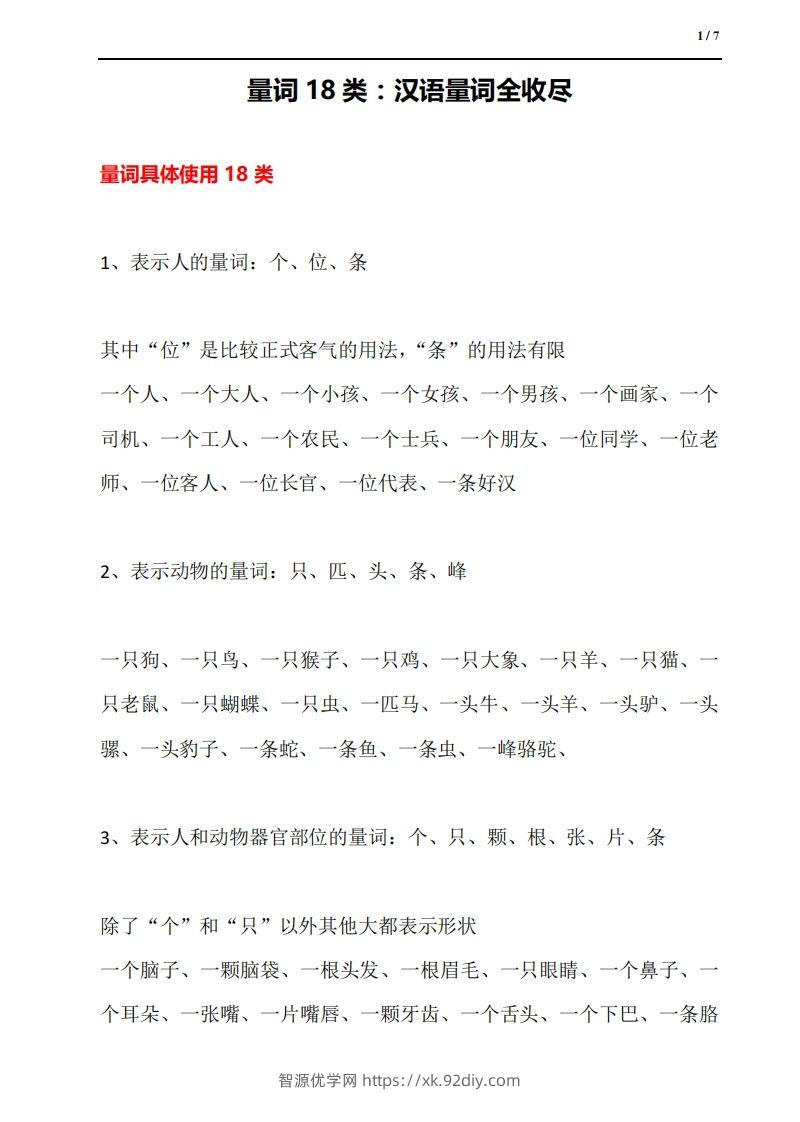 量词18类：汉语量词全收尽-智源优学网