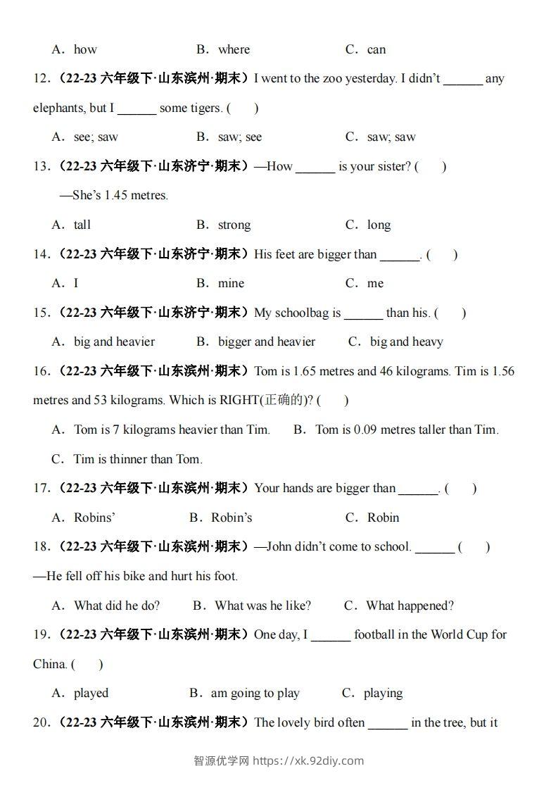 图片[2]-英语小升初拔高特训专项—单选题(含解析)-智源优学网