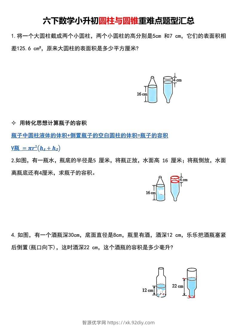 小升初数学【圆柱与圆锥重难点题型汇总】-智源优学网