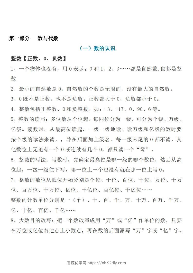 六下苏教版数学知识点汇总-智源优学网