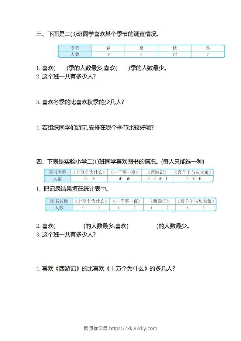 图片[2]-二下人教版数学第一单元检测卷2-智源优学网