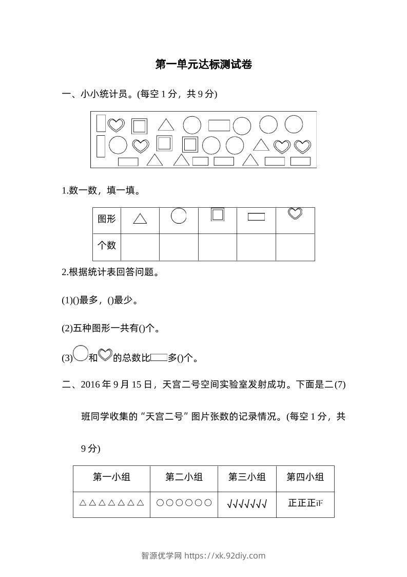 二下数学人教第一单元达标测试卷-智源优学网