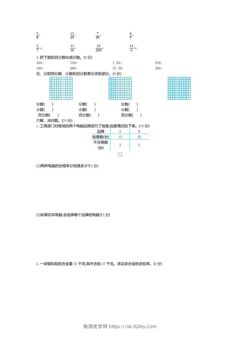 图片[2]-五下（54制）青岛版数学第二单元检测-2-智源优学网