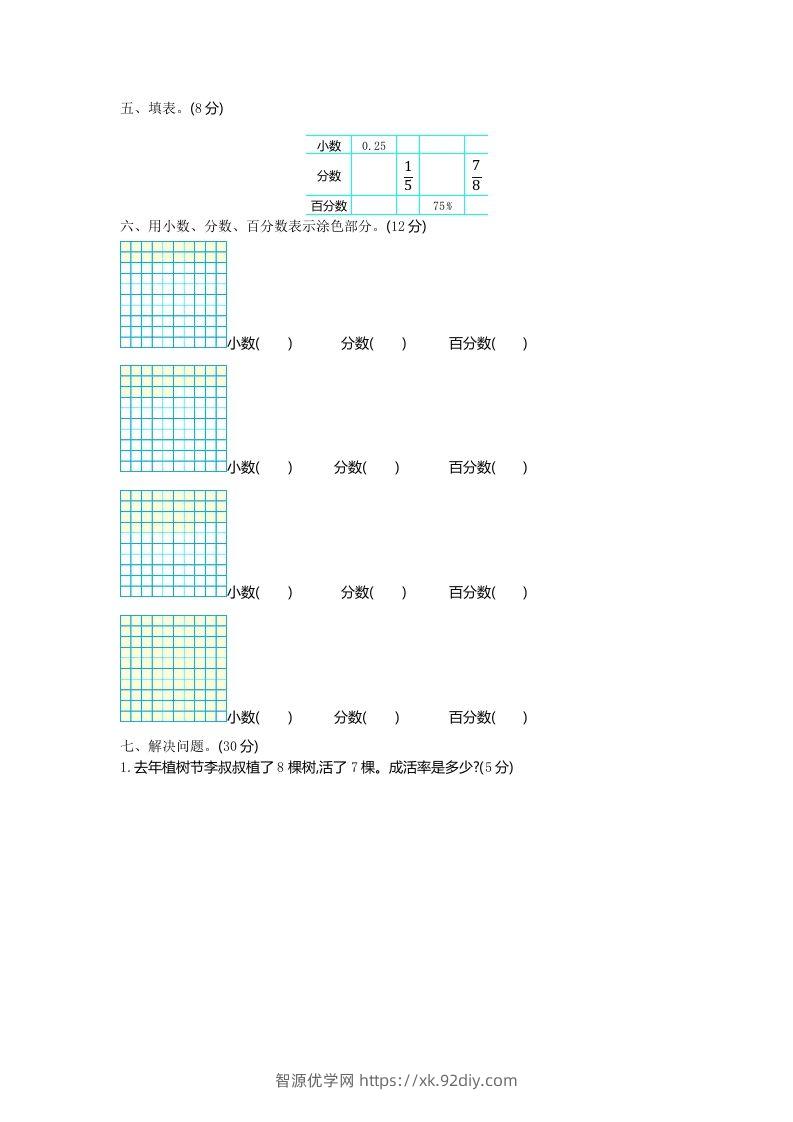 图片[2]-五下（54制）青岛版数学第二单元检测-1-智源优学网