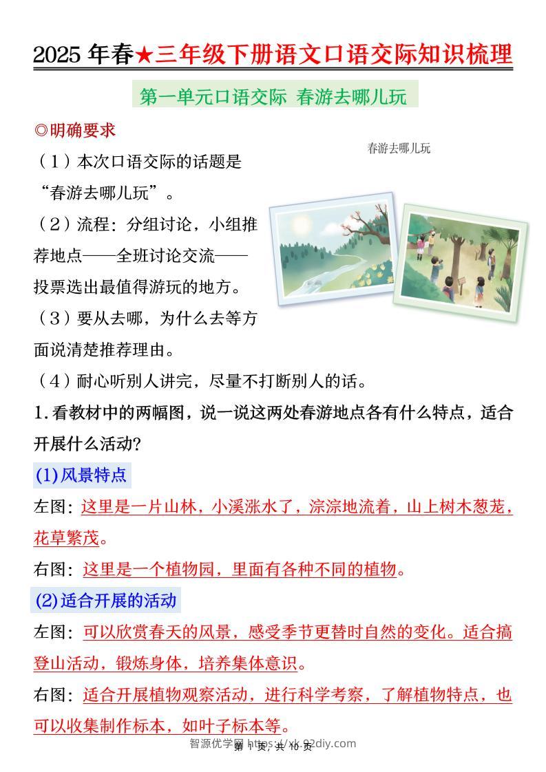 25春三下语文口语交际知识梳理（10页）-智源优学网