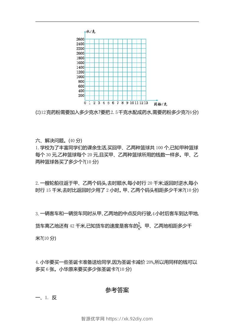 图片[2]-六下苏教版数学第六单元测试卷-2-智源优学网
