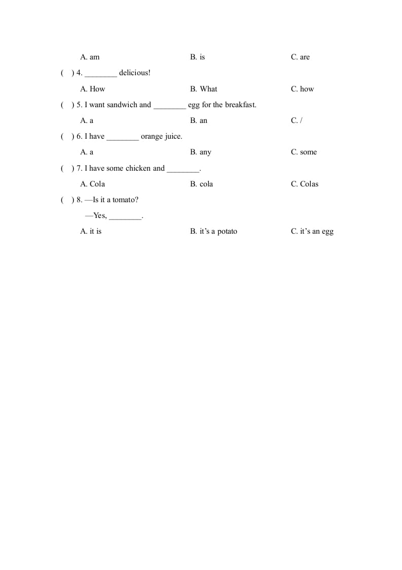 图片[2]-三年级英语上册Unit3_Lesson3课时训练（人教版一起点）-智源优学网