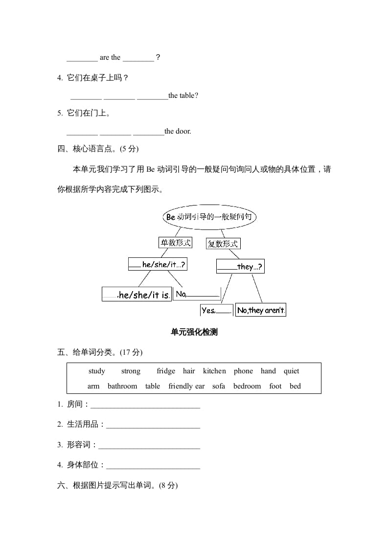 图片[2]-四年级英语上册Unit4单元知识梳理卷（人教PEP）-智源优学网