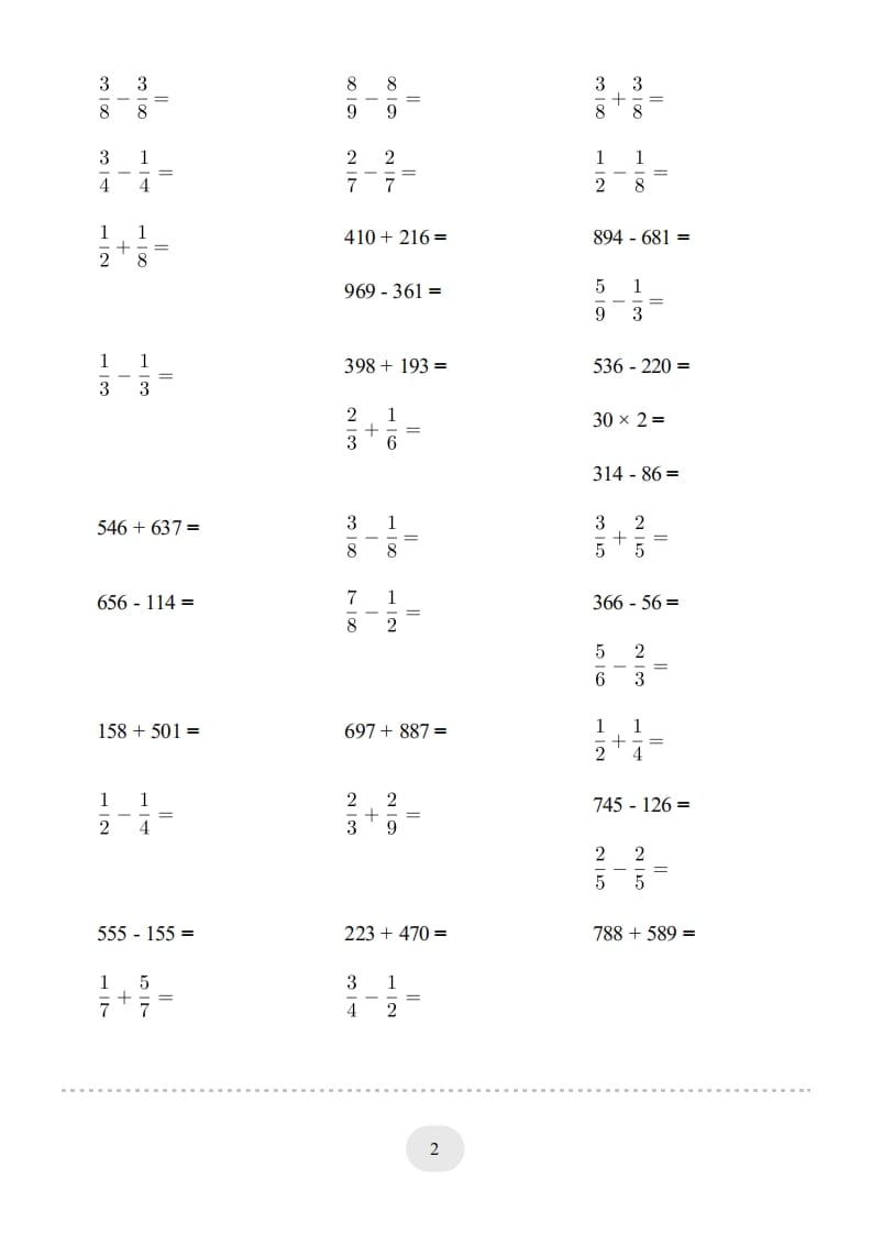 图片[2]-三年级数学上册口算题(【总复习】)1000题（人教版）-智源优学网