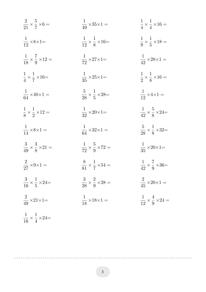 图片[3]-六年级数学上册▲口算题（分数与整数连乘）连打版（人教版）-智源优学网
