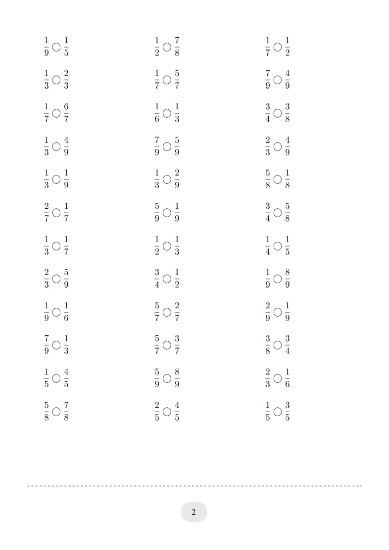 图片[2]-三年级数学上册口算题(分数比大小)1000题（人教版）-智源优学网
