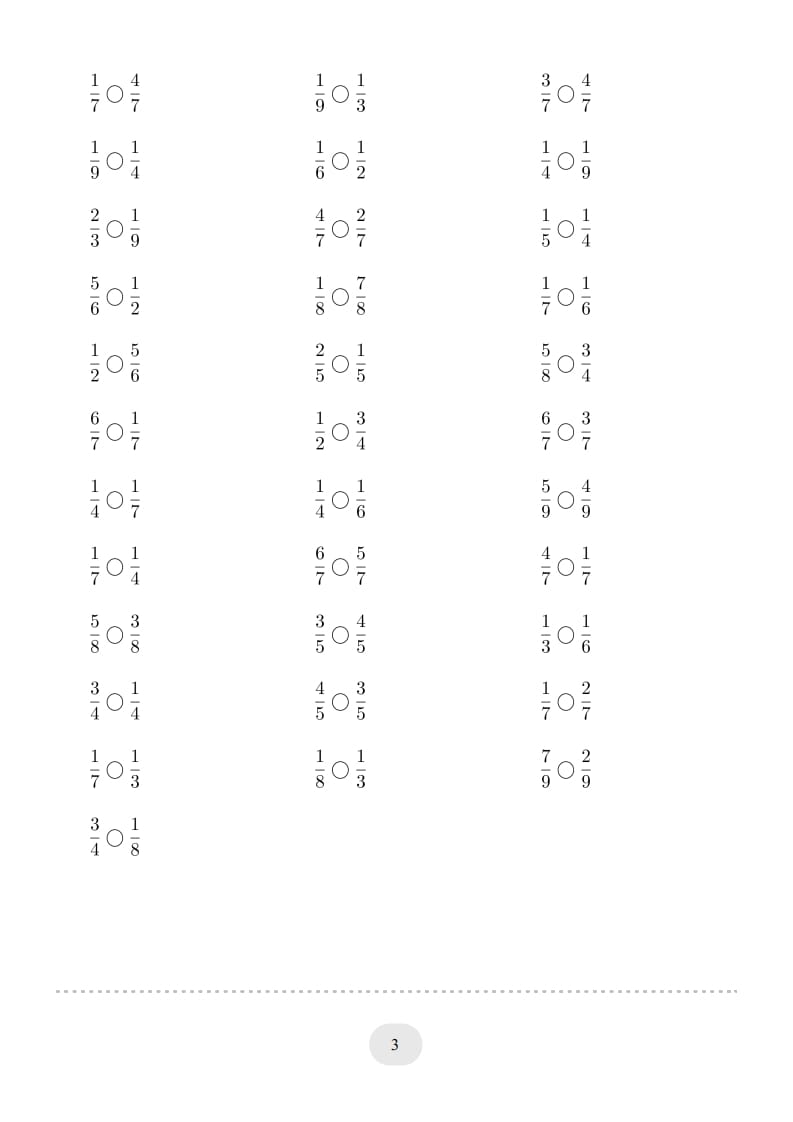 图片[3]-三年级数学上册口算题(分数比大小)1000题（人教版）-智源优学网