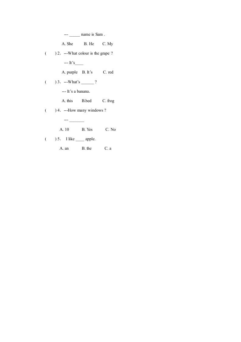 图片[2]-一年级英语上册Unit6习题(6)（人教一起点）-智源优学网