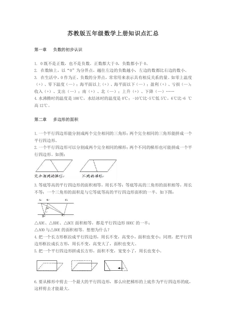 五年级数学上册知识点汇总苏教版（苏教版）-智源优学网