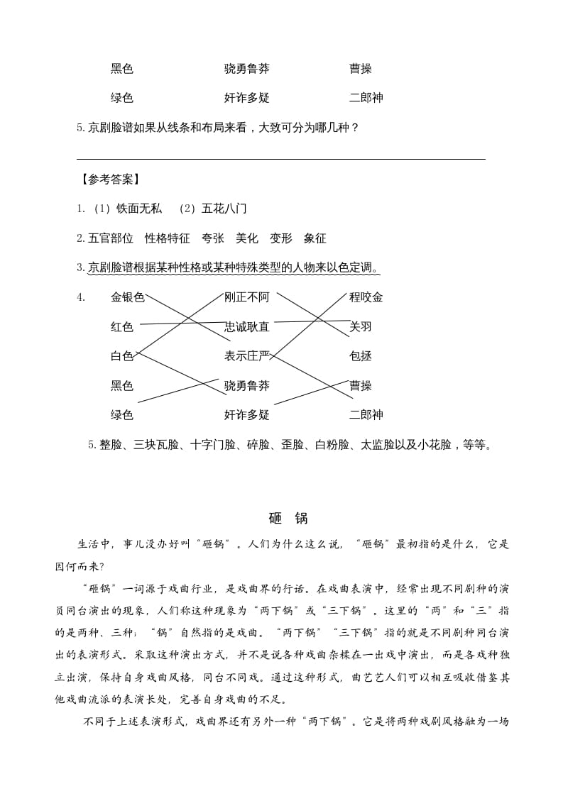 图片[2]-六年级语文上册类文阅读23京剧趣谈（部编版）-智源优学网