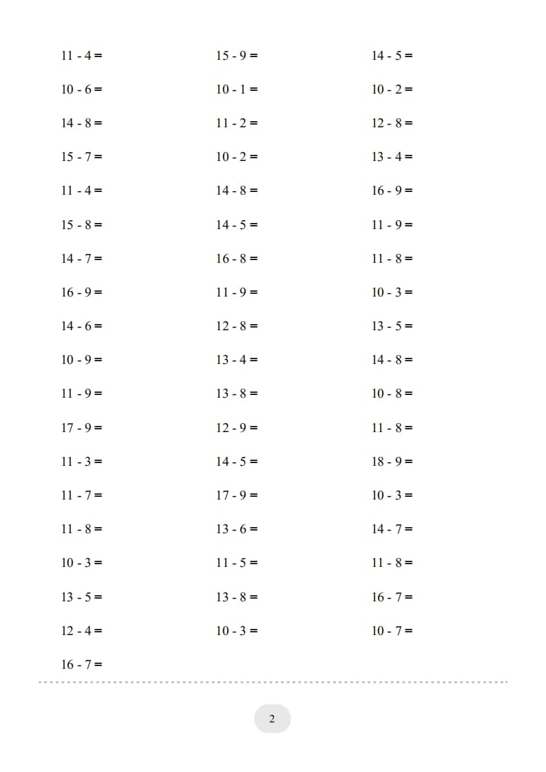 图片[2]-一年级数学上册（20以内的退位减法）1500题（人教版）-智源优学网