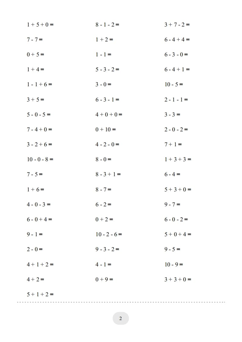 图片[2]-一年级数学上册（10以内的加减法–连加连减）2000题（人教版）-智源优学网