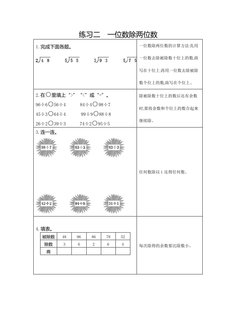 三年级数学下册2练习二一位数除两位数-智源优学网