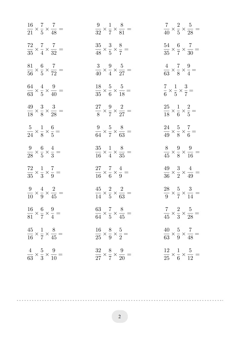 图片[2]-六年级数学上册▲口算题（分数连乘）连打版（人教版）-智源优学网