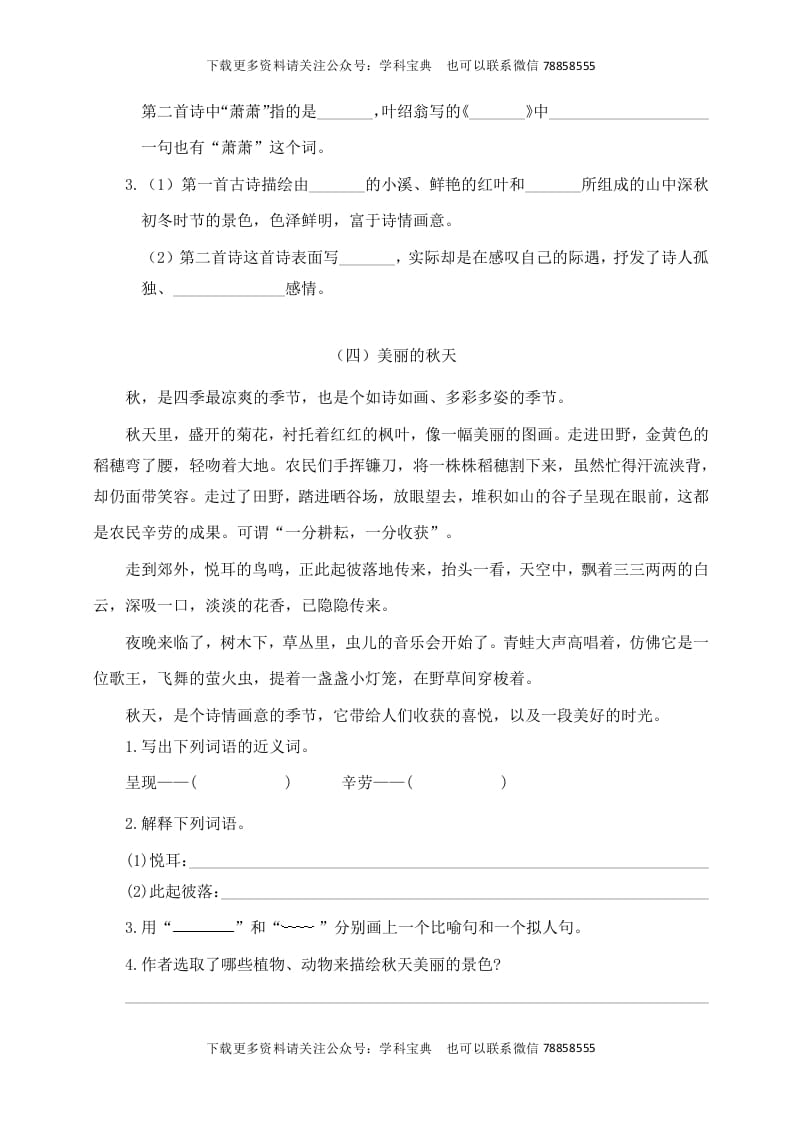 图片[3]-三年级语文上册课外阅读训练（含参考答案）（部编版）-智源优学网