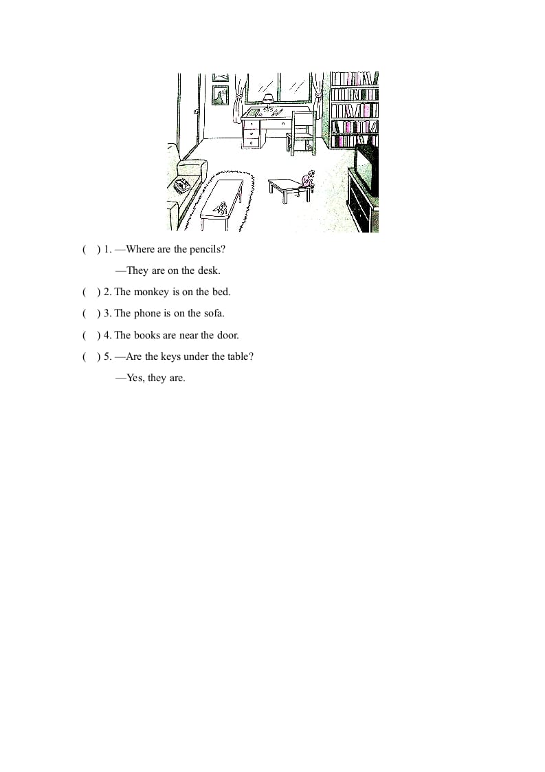 图片[3]-三年级英语上册Unit4_B_阶段训练（人教版一起点）-智源优学网