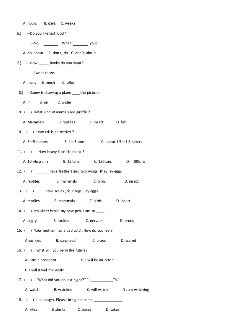 图片[2]-六年级英语上册期末试卷3（人教版一起点）-智源优学网