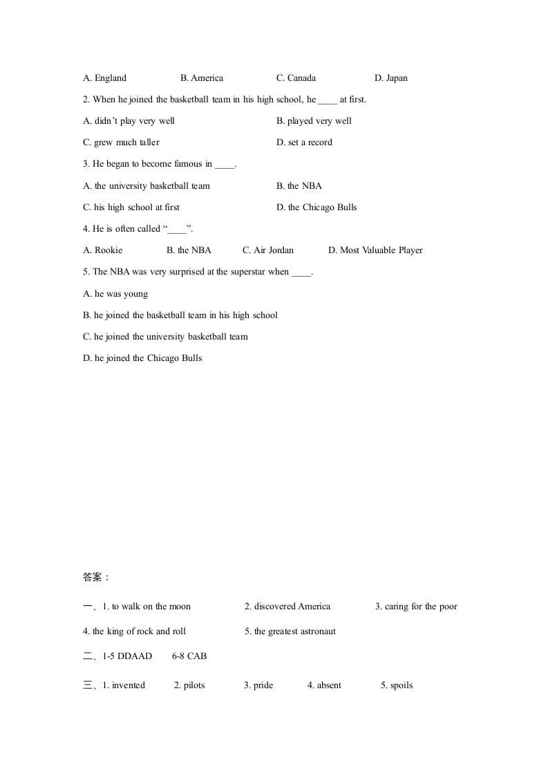 图片[3]-六年级英语上册Unit5FamousPeopleLesson2同步练习3（人教版一起点）-智源优学网