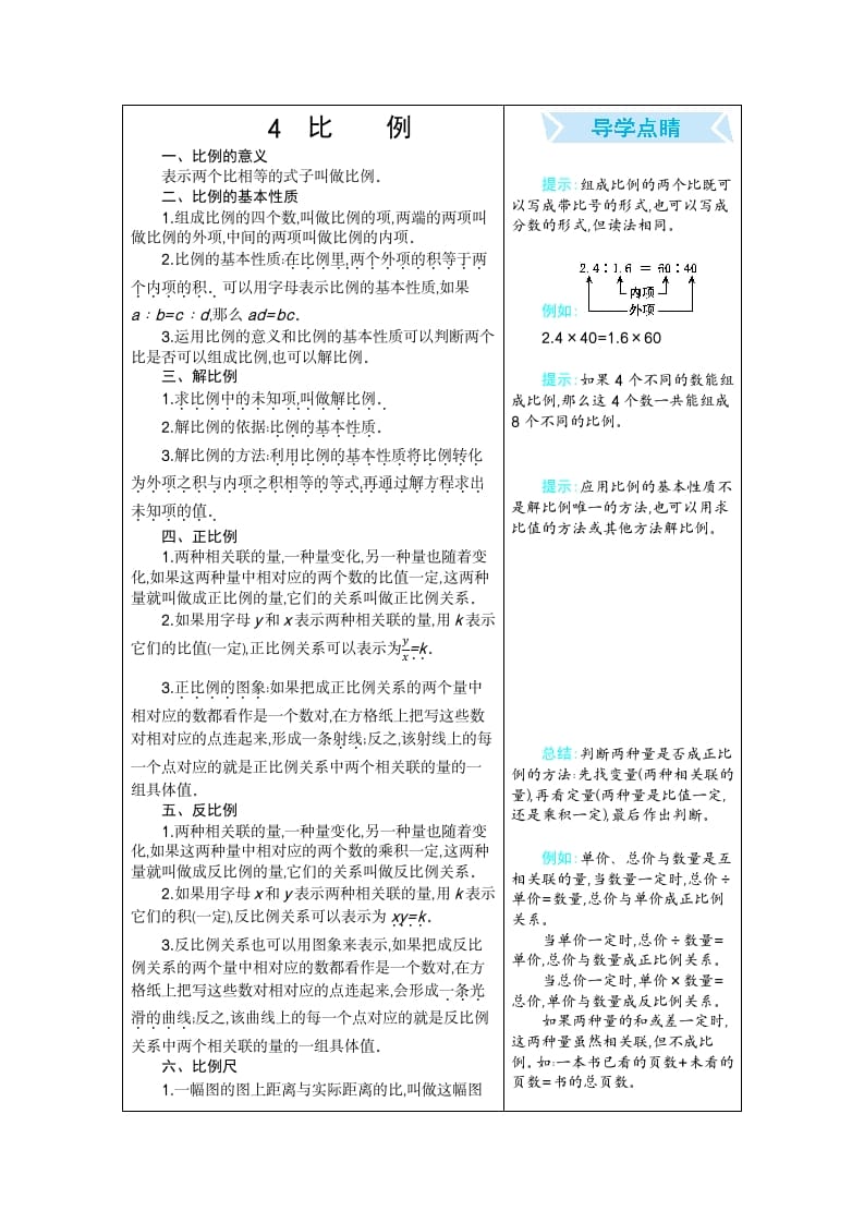 六年级数学下册4比例-智源优学网