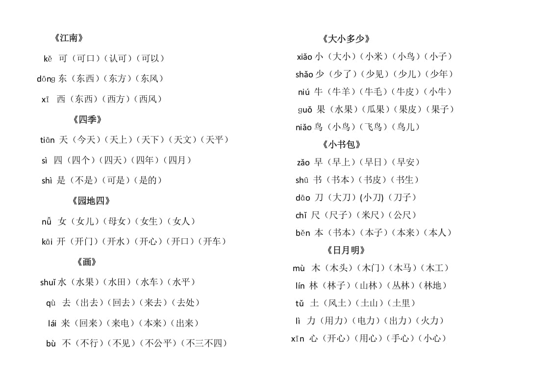 图片[2]-一年级语文上册上写字表生字组词（部编版）-智源优学网