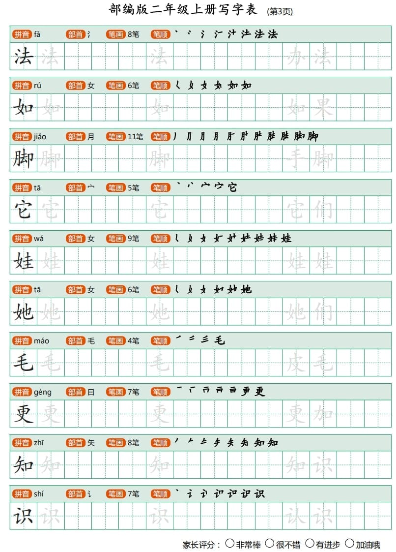 图片[3]-二年级语文上册写字表（25页）PDF（部编）-智源优学网