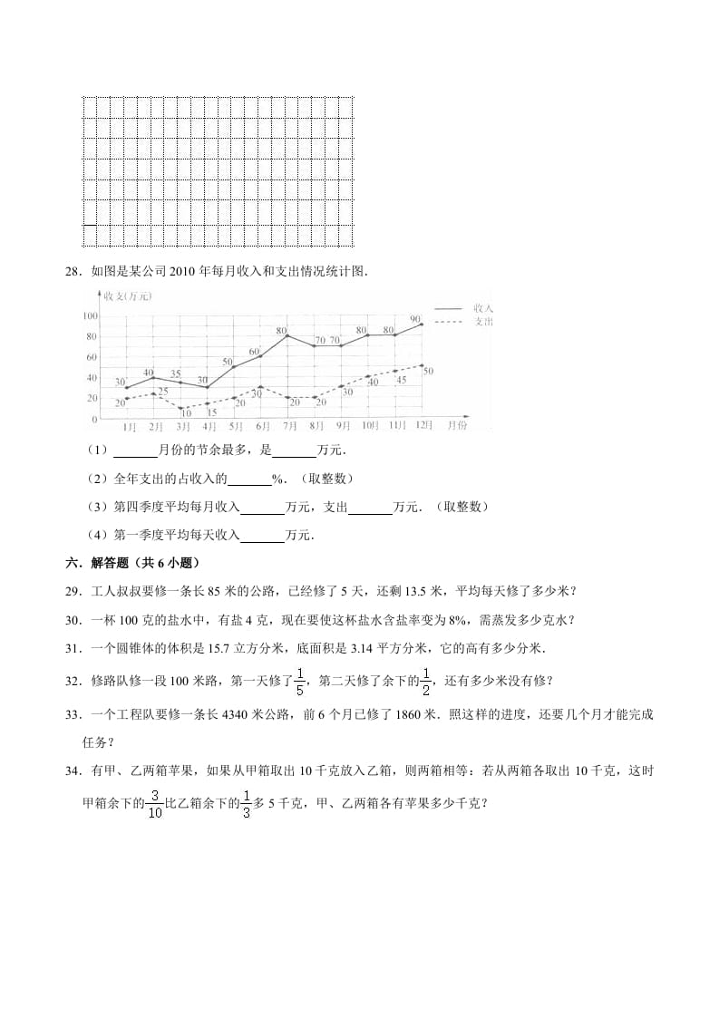 图片[3]-六年级数学下册小升初模拟试题（33）苏教版（含解析）-智源优学网