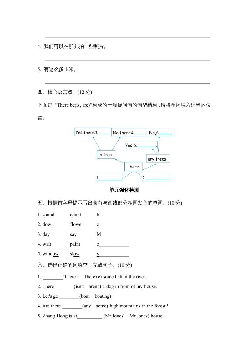图片[2]-五年级英语上册Unit6单元知识梳理卷本（人教版PEP）-智源优学网