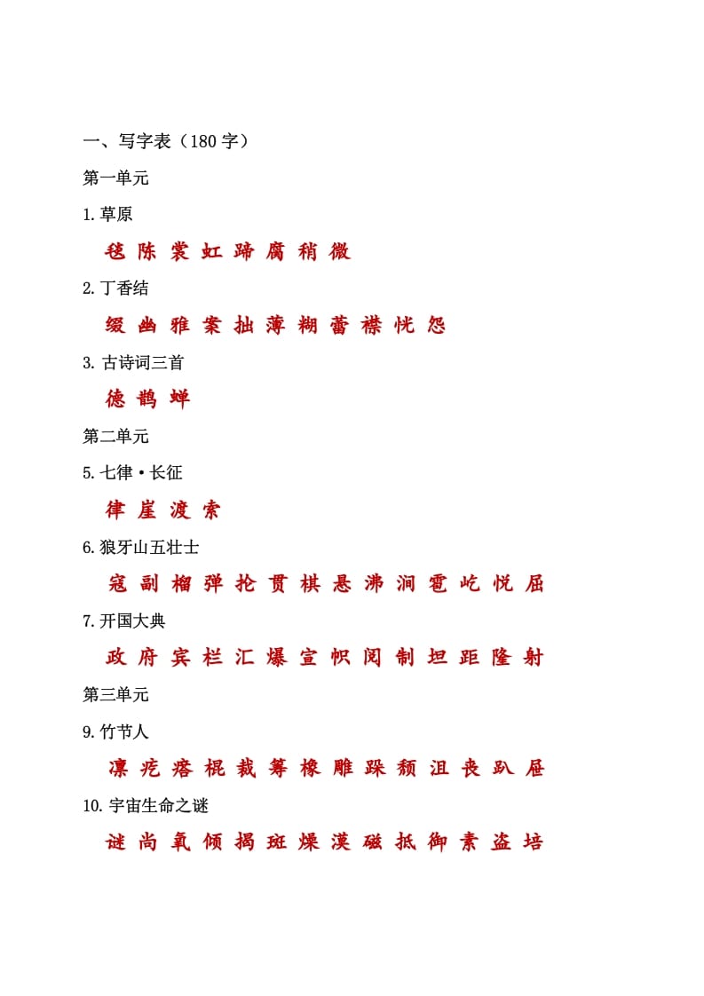六年级语文上册（）课本内生字词汇总（部编版）-智源优学网