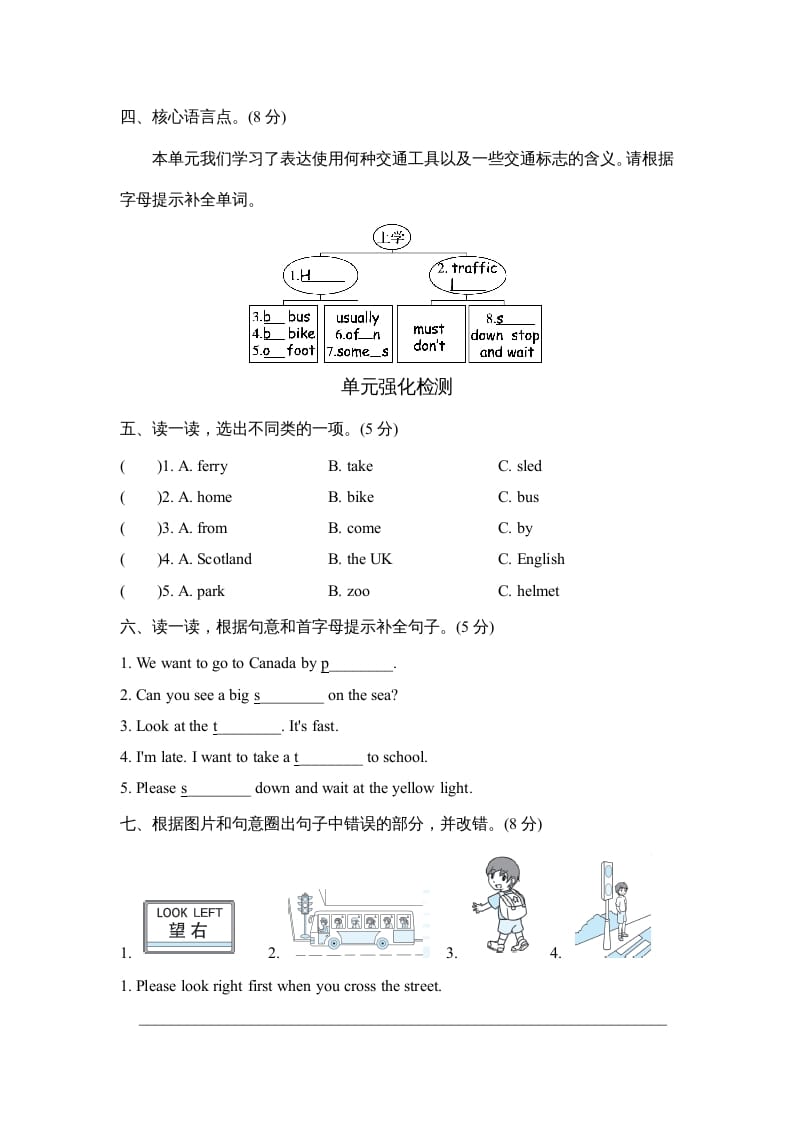 图片[2]-六年级英语上册Unit2单元知识梳理卷（人教版PEP）-智源优学网