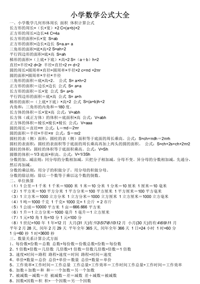 六年级数学下册小学公式大全-智源优学网