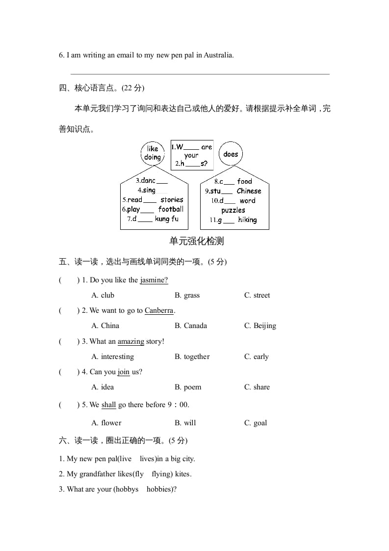 图片[2]-六年级英语上册Unit4单元知识梳理卷（人教版PEP）-智源优学网