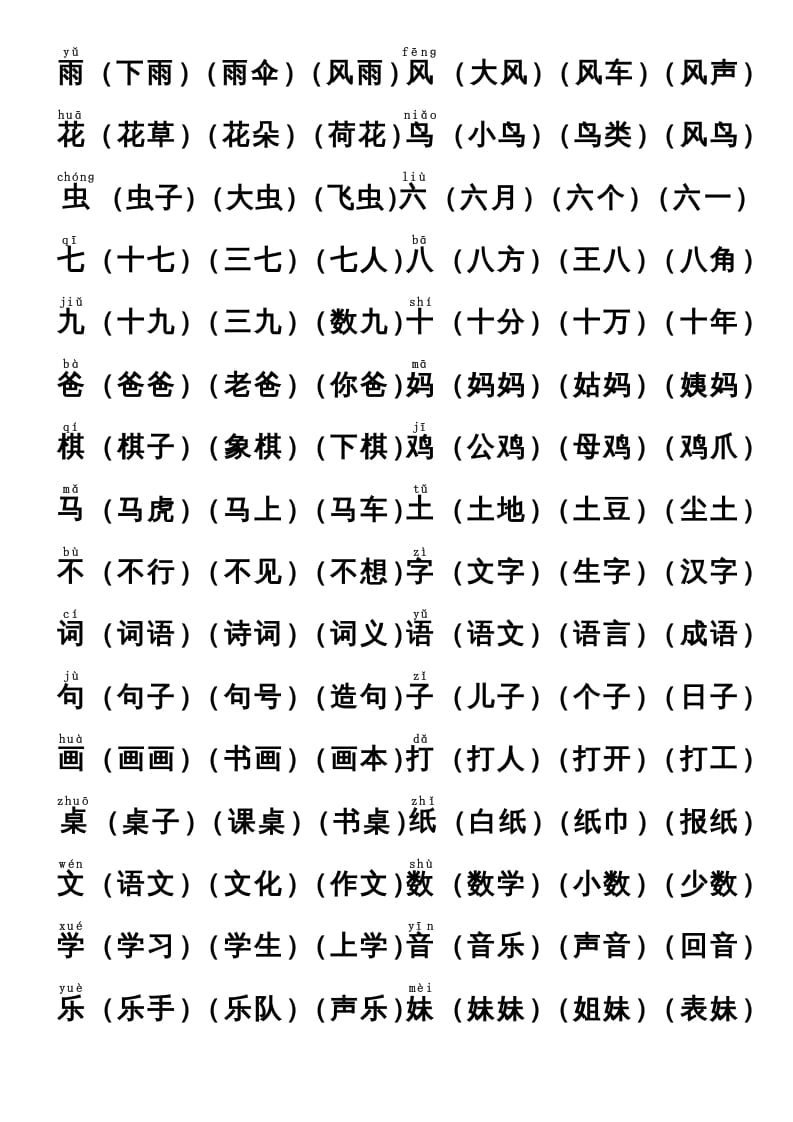 图片[2]-一年级语文上册上识字表生字组词(有答案）（部编版）-智源优学网